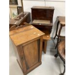 Rustic yew coffee table, 19th century step commode steps and an Edwardian pot cupboard. (3)