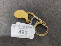 USA Gold Half Eagle coin with yellow metal keyring. 8.8g coin, chain tests as 18ct. 7g.