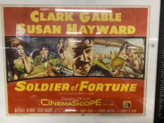 Movies: Soldier of Fortune starring Clark Gable. 26ins. x 20ins. Plus John Wayne's She Wore a Yellow
