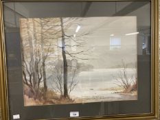 20th cent. English School: Edwin Greig Hall watercolour, lake and mountains, signed bottom left.