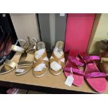 Fashion/Designer Shoes & Boots: Linca gold colour leather strap sling back evening shoe, kitten