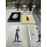 Militaria: Quantity of presentation and other items to include a Wedgewood Staff College plaque,