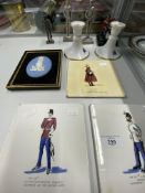 Militaria: Quantity of presentation and other items to include a Wedgewood Staff College plaque,