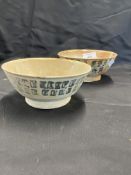 18th cent. Chinese Ceramics Tek Sing: Pair of bowls with Chinese symbols base sale label Nagel.