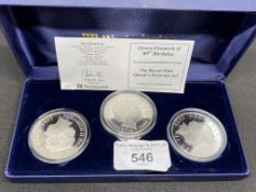 Numismatics: Queen Elizabeth Silver Proof Crowns (Five Pounds) Guernsey, Jersey and Alderney. 3 x