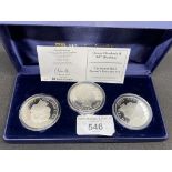 Numismatics: Queen Elizabeth Silver Proof Crowns (Five Pounds) Guernsey, Jersey and Alderney. 3 x