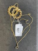 Hallmarked Jewellery: 9ct herring bone link chain, length 23½ins. Two 9ct full sovereign mounts