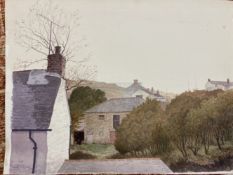 Alec Wiles (1924-2020): Watercolour of a Cornish rural scene, plus four other original works. 21ins.