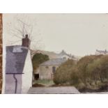 Alec Wiles (1924-2020): Watercolour of a Cornish rural scene, plus four other original works. 21ins.