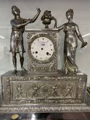 Clocks: 19th cent. Chromed League of Paris mantle clock, heavily decorated in the Neo Classical