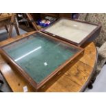 20th cent. Treen glazed display case, sloping top. 21ins. x 16ins. x 5ins. Plus oak display case.