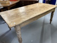 19th cent. Rustic pine kitchen table with single drawer. 34ins. x 71½ins. x 29ins.