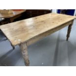 19th cent. Rustic pine kitchen table with single drawer. 34ins. x 71½ins. x 29ins.