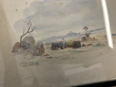 20th cent. Watercolours three coastal studies, together with two African sketches.