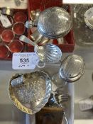 Hallmarked Silver: Objects of Vertu, circular cologne flask J Dixon, impressed putti pin dish,