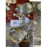 Hallmarked Silver: Objects of Vertu, circular cologne flask J Dixon, impressed putti pin dish,