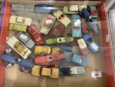Toys: Diecast vehicles, a playworn selection of Dinky and Corgi cars, including Corgi 151 Lotus Le