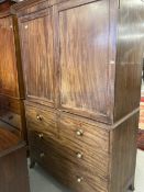 Early 19th cent. Mahogany linen press with sliders and period handles (in drawer). 41ins. x 81ins. x