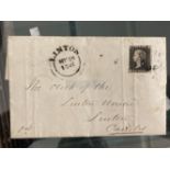 Stamps & Social History: GB SG1 Penny Black on complete letter. Believed to be Plate 2 M A.