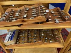 Souvenir Spoons: Eighty one white metal examples collected from mainly North America and Europe,