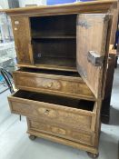 19th cent. Biedermeier style walnut cabinet on bun feet and figured panels. 59½ins. x 33ins. x 19¾