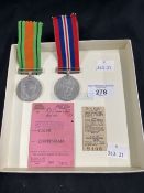 Militaria: WWII Victory Medal and War Medal, RAF issued to A. W. Payne Esq. In original condition,