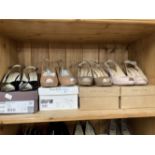 Fashion/Designer Shoes & Boots: Unisa beige patent leather sling back peep toe shoe, 3½ins heel,