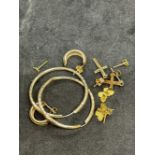 Hallmarked Jewellery: Four pairs of 9ct gold earrings, two pairs of hoops, two pairs of crosses, and