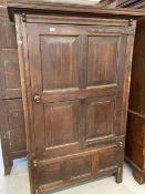 18th cent. Oak panelled kitchen cupboard with later additions. 41ins. x 72ins. x 21ins.