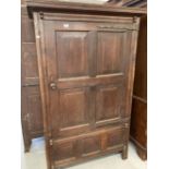 18th cent. Oak panelled kitchen cupboard with later additions. 41ins. x 72ins. x 21ins.
