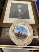 Nelson: 19th cent. German ribbon frames showing HMS Victory in Portsmouth. 8ins. (3) plus assorted