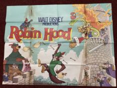 Film Memorabilia/Movie Posters/GB Quad Posters: Disney's Robin Hood 1973 animated version,