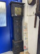 20th cent. 8 day oak longcase clock, brass dial, signed Maple, London.