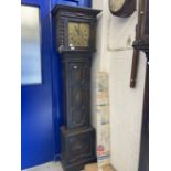 20th cent. 8 day oak longcase clock, brass dial, signed Maple, London.