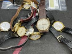 Watches: Five Citizen strap watches and five Seiko strap watches, all gold plated.