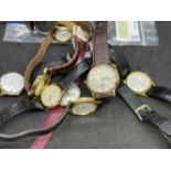 Watches: Five Citizen strap watches and five Seiko strap watches, all gold plated.