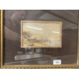 Continental School: 19th cent. Watercolour on card titled 'Evian in Savoy', unsigned, framed and