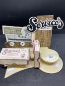 Advertising/Liners/Watches: Mid 20th cent. Cardboard and wood Services watches display stand,