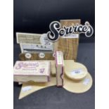 Advertising/Liners/Watches: Mid 20th cent. Cardboard and wood Services watches display stand,