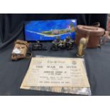 Militaria: Mixed lot to include trench art paperweight, MK4 RSA sight, WH Whisson WWI binoculars,