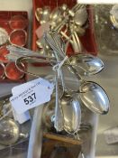 Hallmarked Silver: Coffee spoons x 6 and a pair of sugar nips. Spoons hallmarked London 1944,