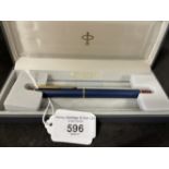 Pens: Ladies Parker fountain pen, navy blue coloured body with maroon ends.