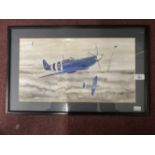 World War II, watercolour of two Spitfires pursuing a German Jet Fighter. Signed S. Page. 615/45.