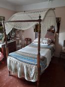 19th cent. Mahogany single tester bed. NB The photograph shows a lace canopy on the bed, this is not