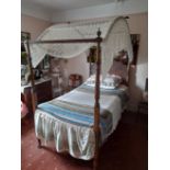 19th cent. Mahogany single tester bed. NB The photograph shows a lace canopy on the bed, this is not