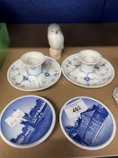 20th cent. Ceramics: Royal Copenhagen Snow Owl designed by Theodor Masden, onion pattern candle