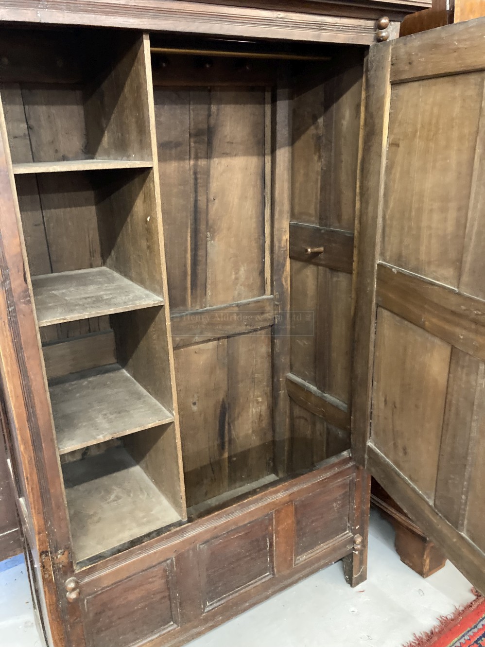 18th cent. Oak panelled kitchen cupboard with later additions. 41ins. x 72ins. x 21ins. - Image 2 of 4