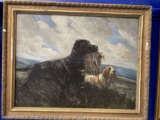 20th cent. English School oil on board Hunting Dogs. 17ins. x 13ins.