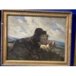 20th cent. English School oil on board Hunting Dogs. 17ins. x 13ins.