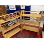 20th cent. Beech folding bookcases. 28ins. x 37ins. (2)